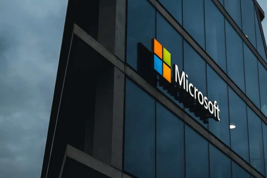 Microsoft Logo on side of building
